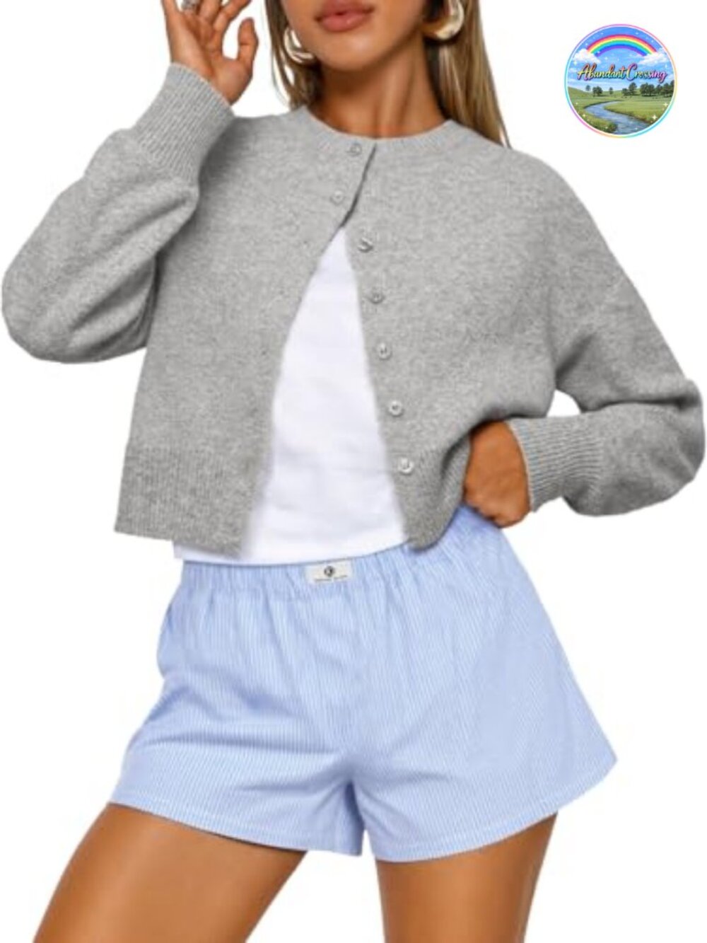 Cropped Cardigan Sweater Women Lightweight Button Knit Layer